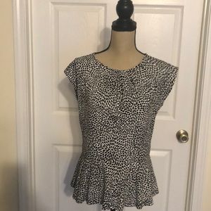 Liz Claiborne Black and White Tear Drop (Polka Dot) T-Shirt Size Medium